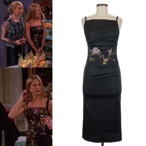 ASO RACHEL GREEN JENNIFER ANISTON Alt Embroidered Dress Vintage RARE Y2K EUC - Picture 1 of 8